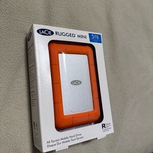 Rugged Mini 5TB External Hard Drive - Orange and Silver
